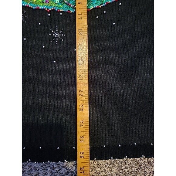 Quacker Factory Christmas Tree Sweater Embelish Bead Holiday Sequins 2X Vintage - Picture 4 of 10